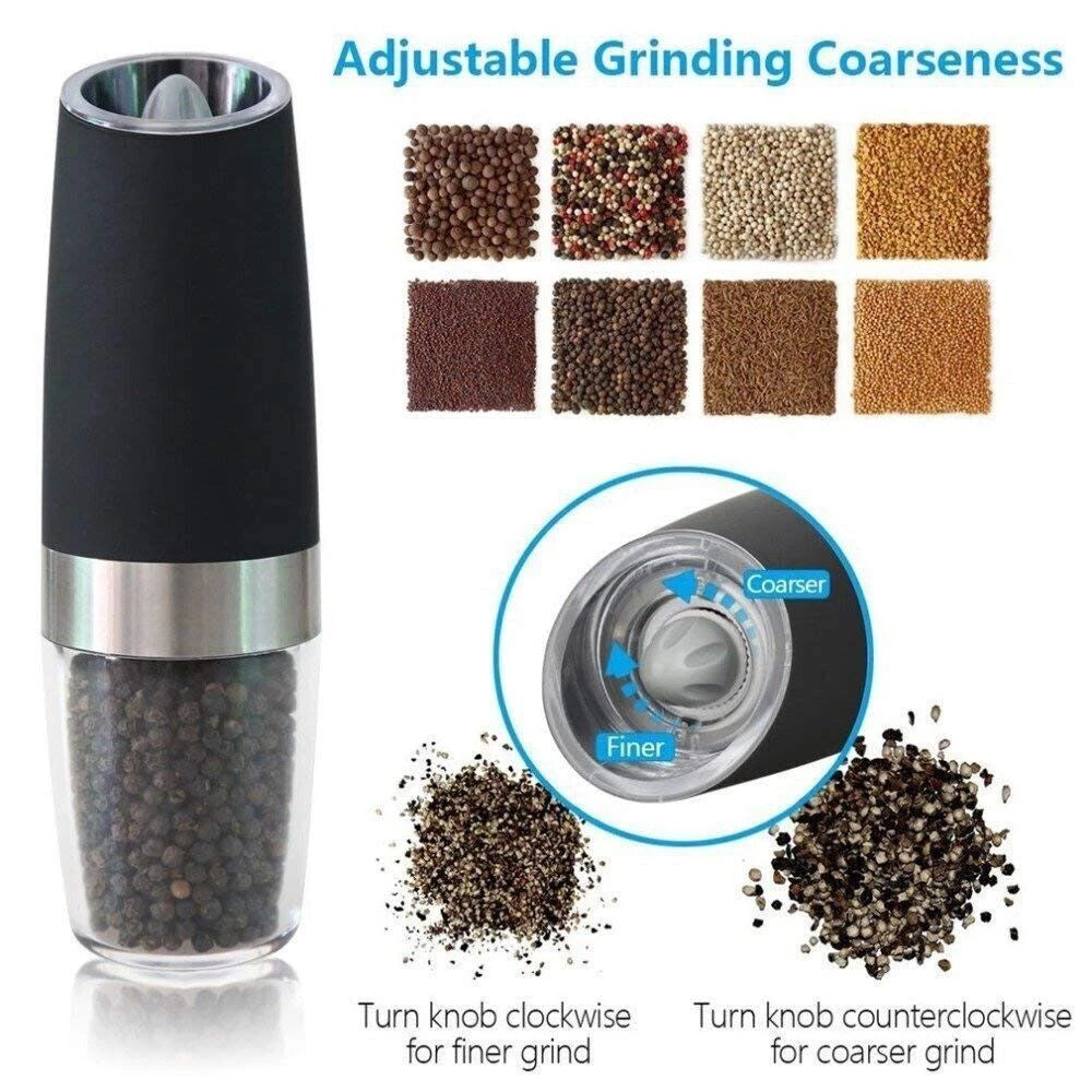 Gravity Electric Salt &amp; Pepper Grinder – Automatic Tilt-to-Spice Mill