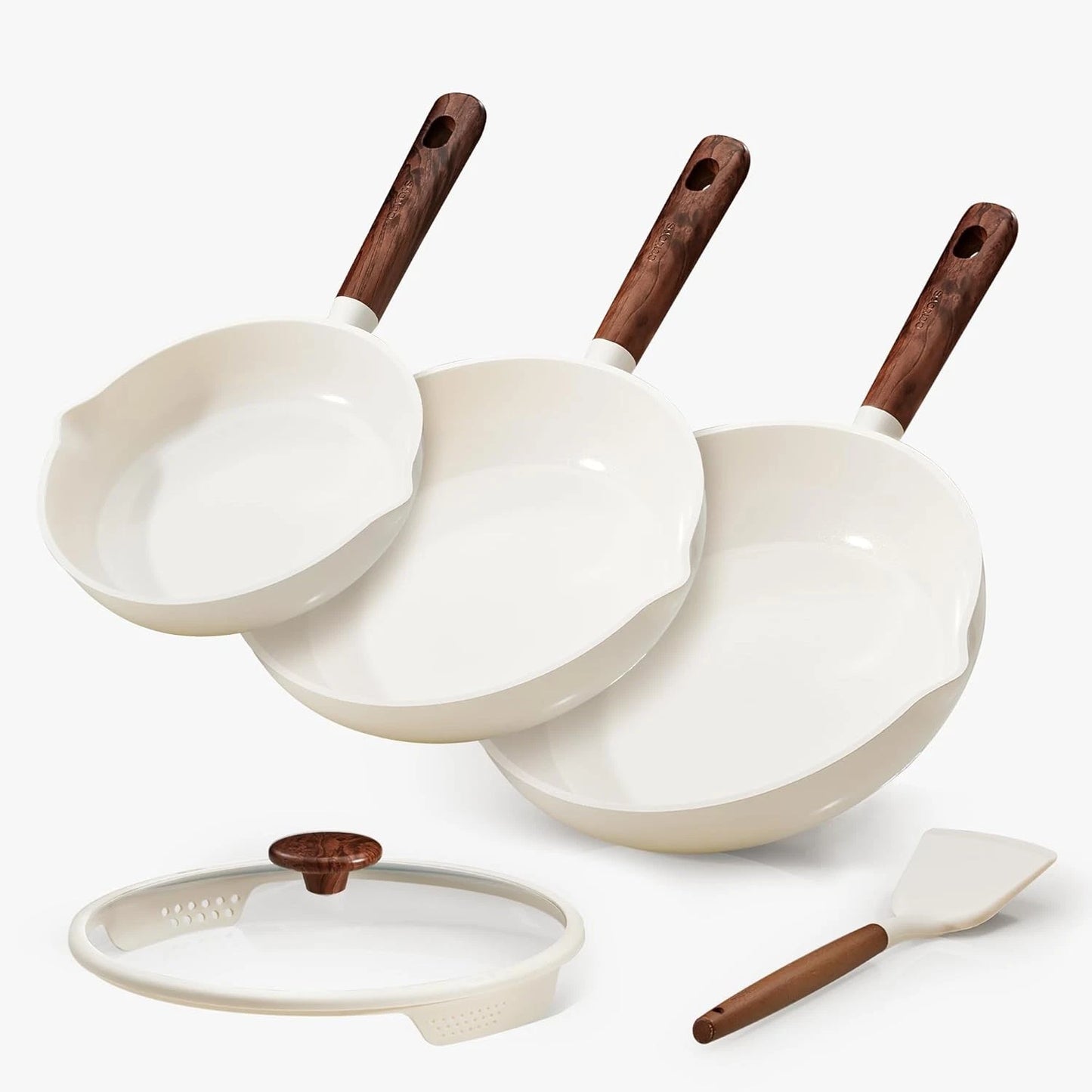5PCS Ceramic Nonstick Frying Pan Set Easy Clean Skillets