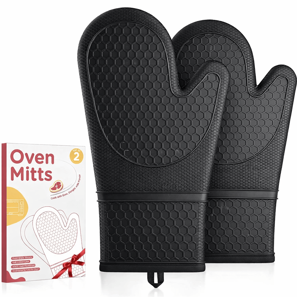 Silicone Oven Mitts Heat Resistant Non - Slip Kitchen Gloves Easy Clean Gift Set - EmporiumForAll
