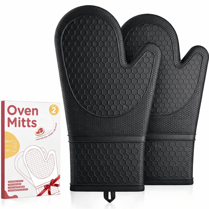Silicone Oven Mitts Heat Resistant Non - Slip Kitchen Gloves Easy Clean Gift Set - EmporiumForAll