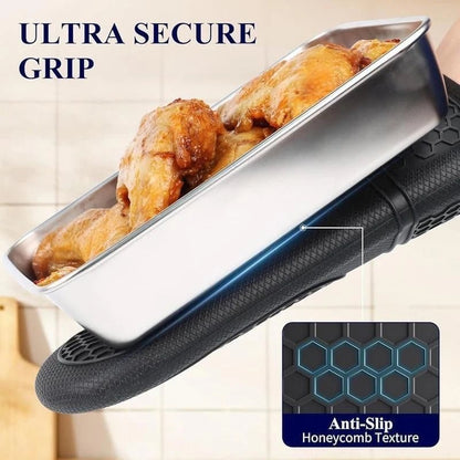 Silicone Oven Mitts Heat Resistant Non - Slip Kitchen Gloves Easy Clean Gift Set - EmporiumForAll