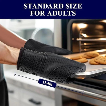 Silicone Oven Mitts Heat Resistant Non - Slip Kitchen Gloves Easy Clean Gift Set - EmporiumForAll