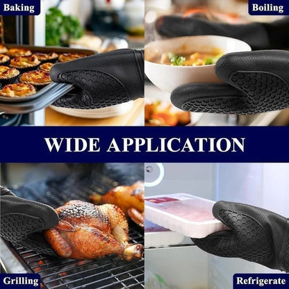 Silicone Oven Mitts Heat Resistant Non - Slip Kitchen Gloves Easy Clean Gift Set - EmporiumForAll