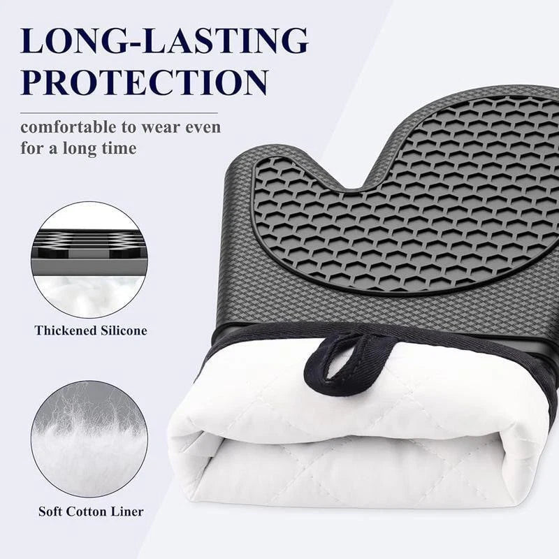 Silicone Oven Mitts Heat Resistant Non - Slip Kitchen Gloves Easy Clean Gift Set - EmporiumForAll