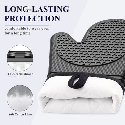Silicone Oven Mitts Heat Resistant Non - Slip Kitchen Gloves Easy Clean Gift Set - EmporiumForAll