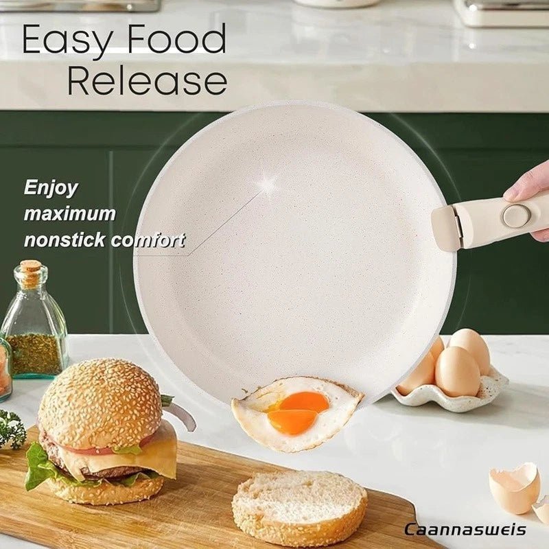 Space - Saving Nonstick Cookware Set – Detachable Handle, Stackable Pots & Pans, Induction Compatible, Dishwasher Safe - EmporiumForAll
