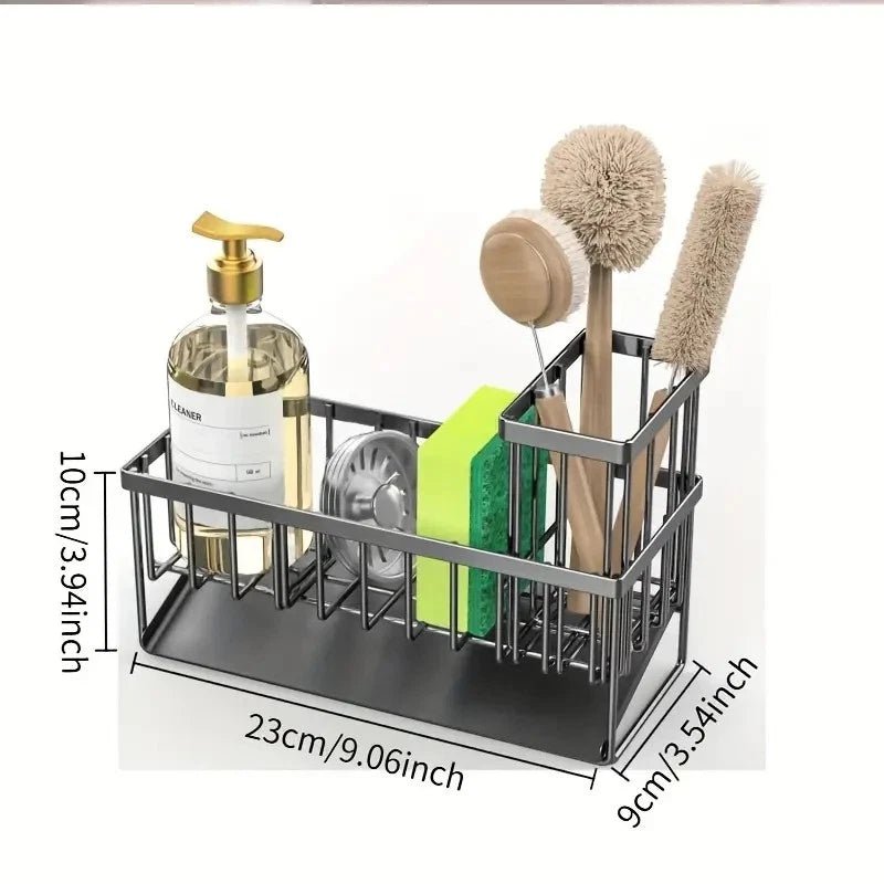 Stainless Sink Organizer Rack with Towel & Sponge Holder - EmporiumForAll