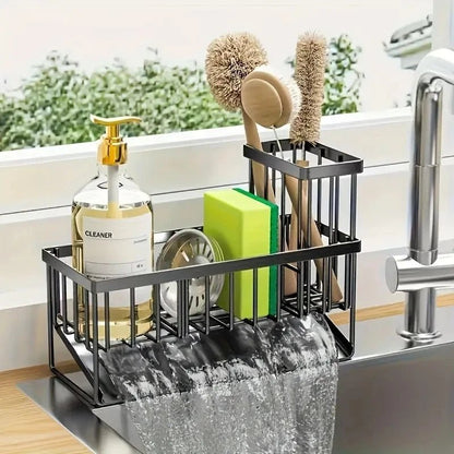 Stainless Sink Organizer Rack with Towel & Sponge Holder - EmporiumForAll