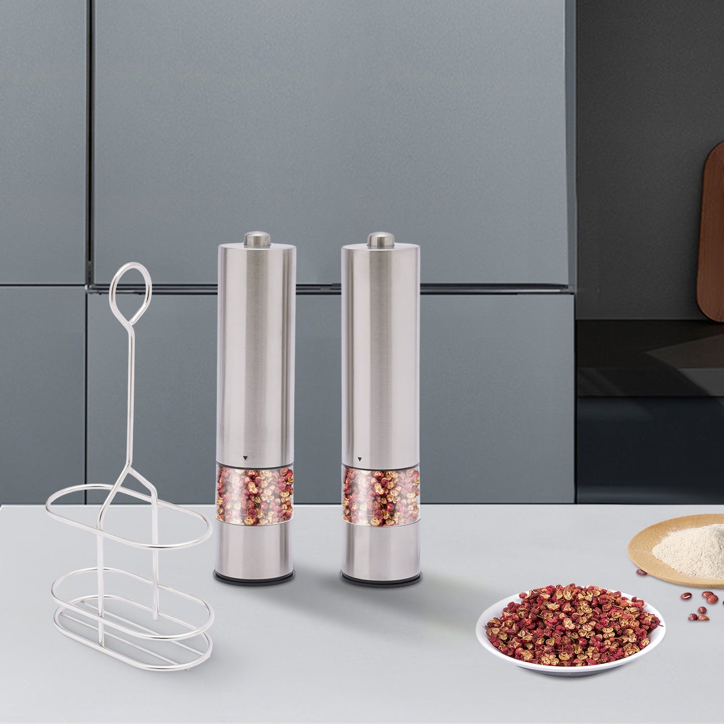 Stainless Steel Electric Salt & Pepper Grinder - Easy One - Touch - EmporiumForAll