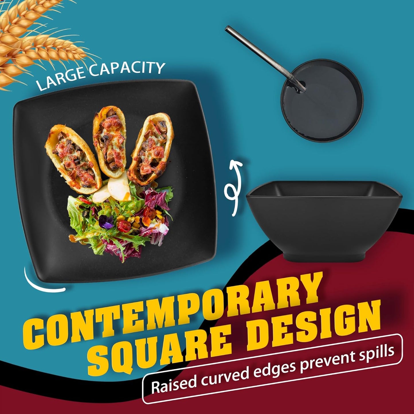 Unbreakable Wheat Straw Dinnerware - 56 Pieces - EmporiumForAll