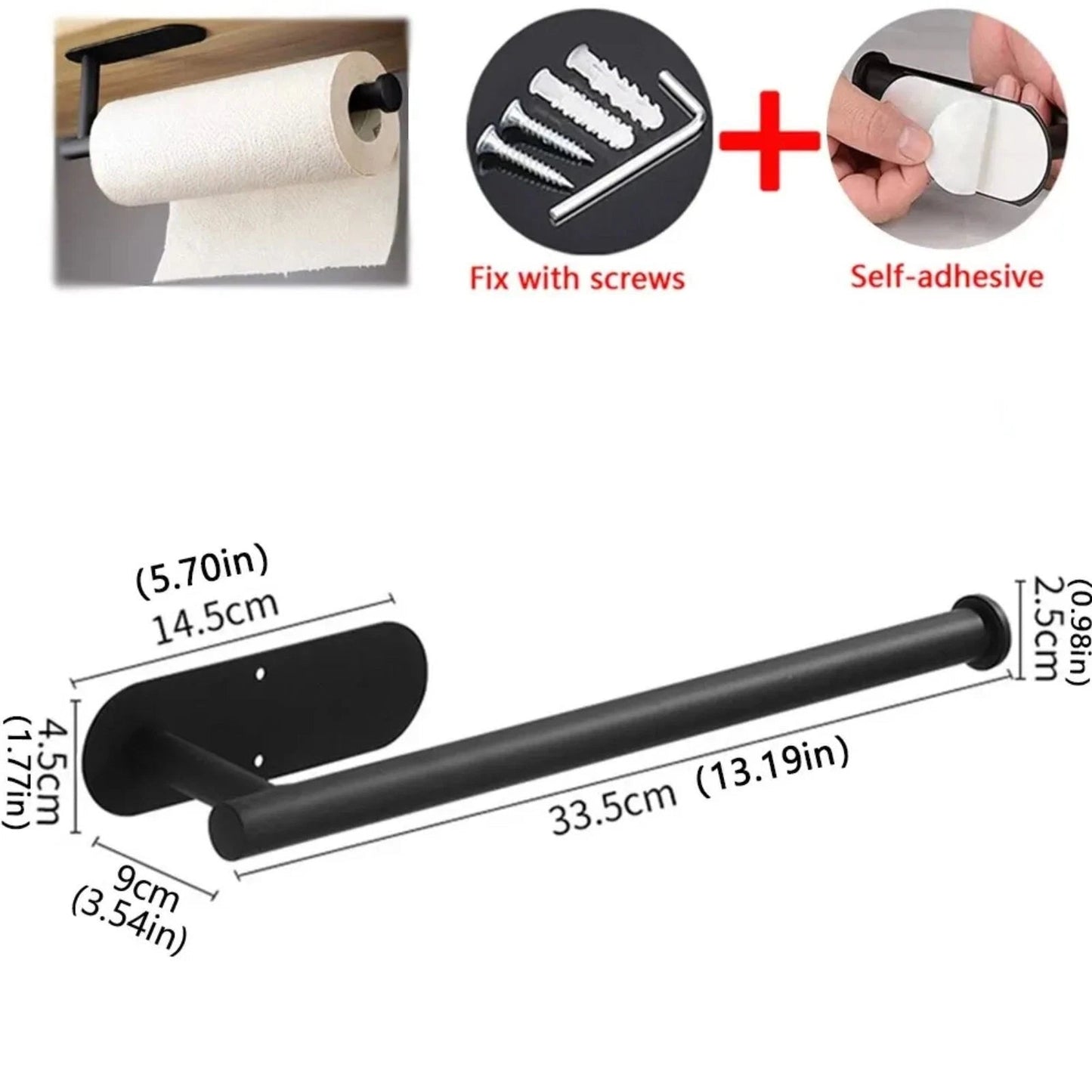 Under Cabinet Kitchen Paper Towel Holder Self - Adhesive Rack - EmporiumForAll