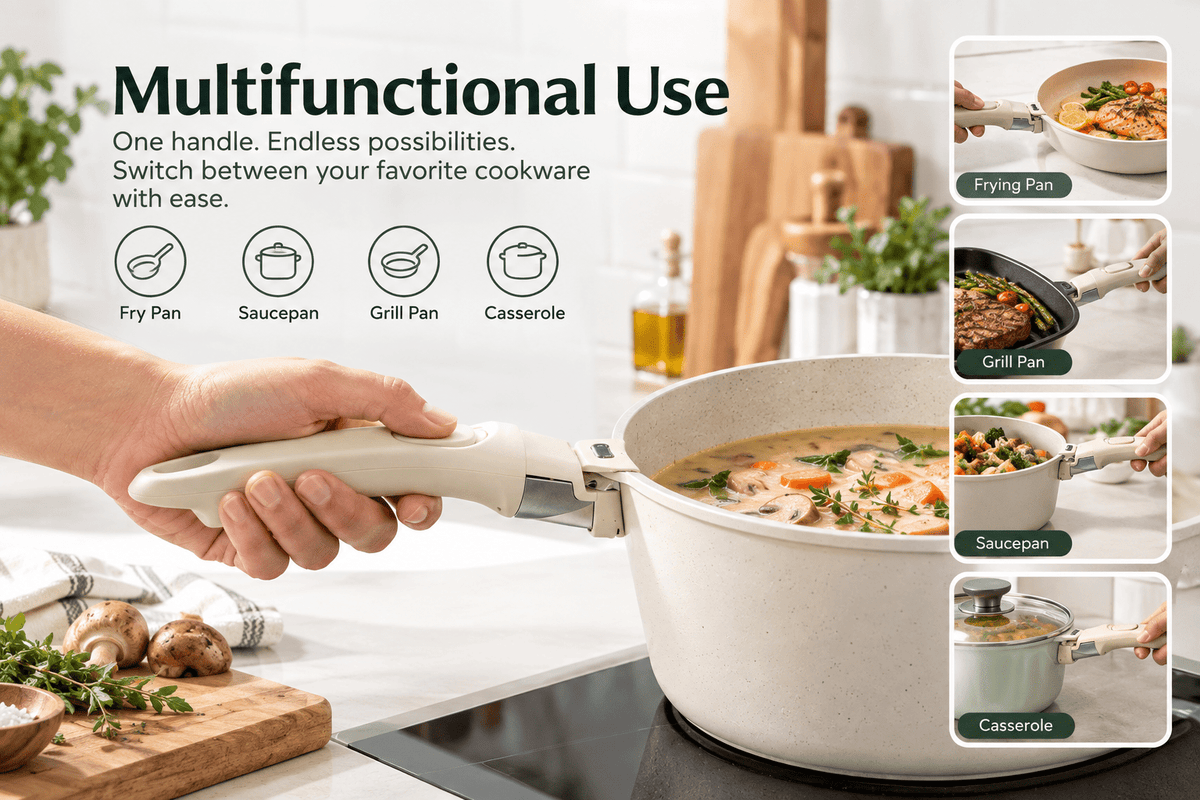 Universal Removable Cookware Handle – Detachable Pot & Pan Replacement Grip - EmporiumForAll