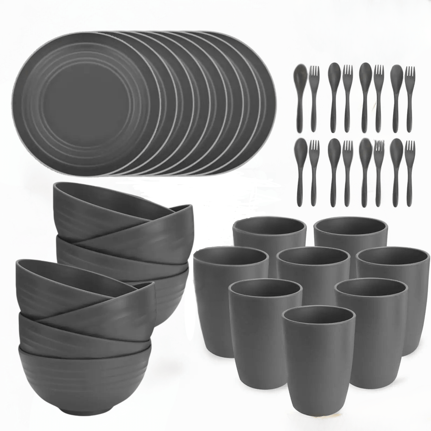 Wheat Straw Dinnerware Set 40 PCS - Unbreakable & Microwave Safe - EmporiumForAll