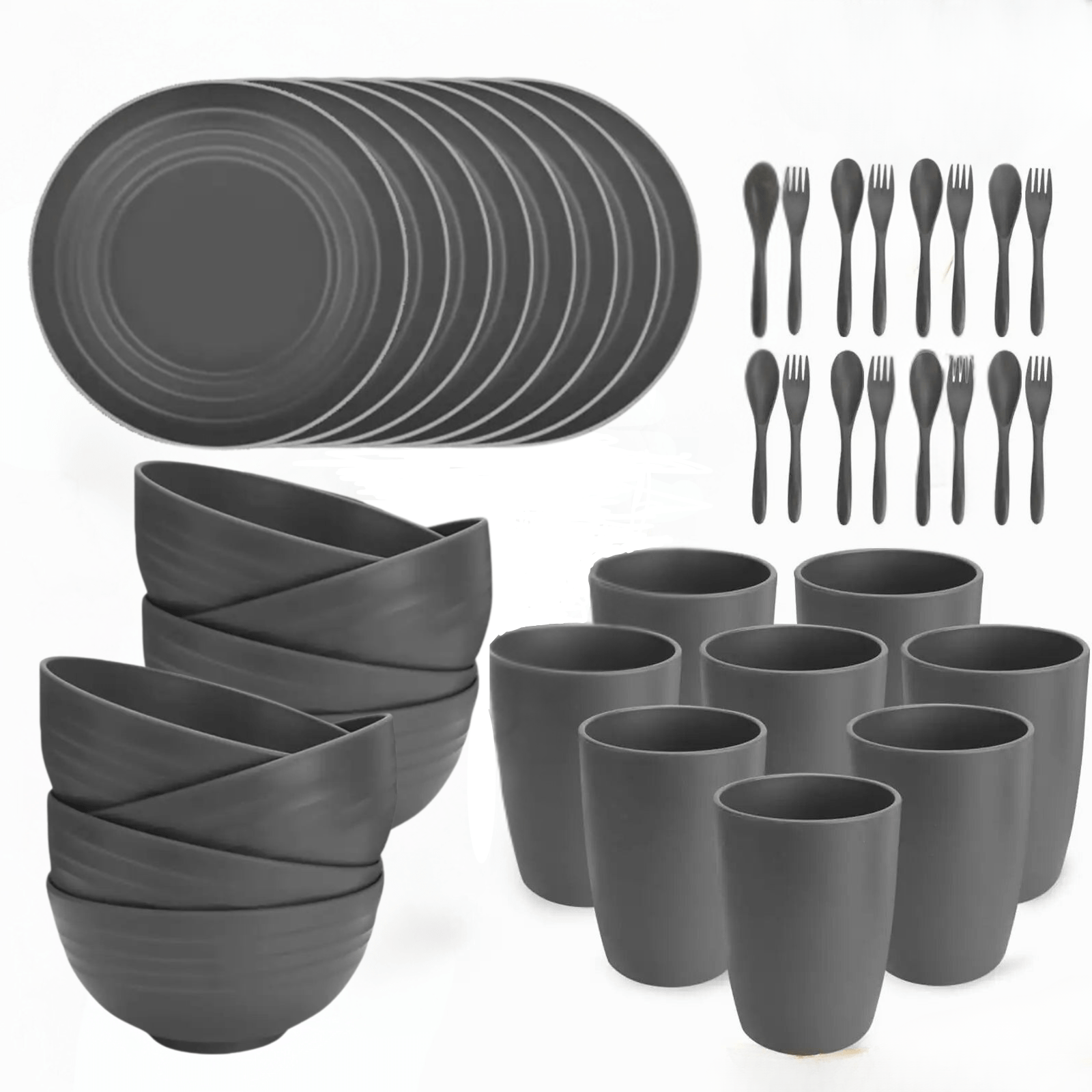 Wheat Straw Dinnerware Set 40 PCS - Unbreakable & Microwave Safe - EmporiumForAll