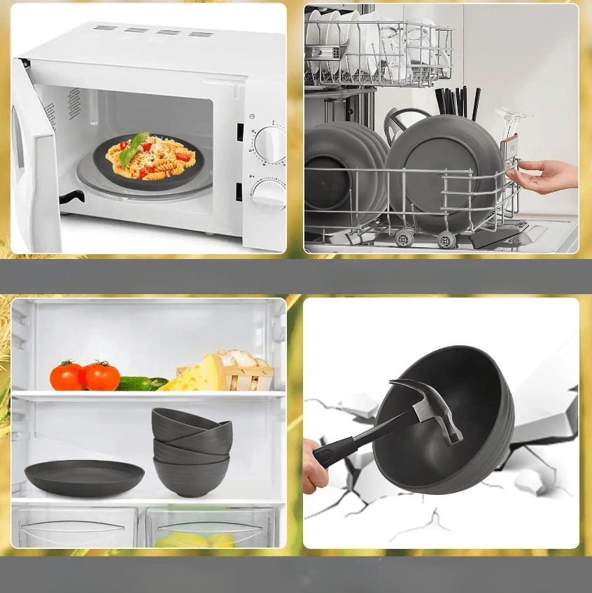 Wheat Straw Dinnerware Set 40 PCS - Unbreakable & Microwave Safe - EmporiumForAll