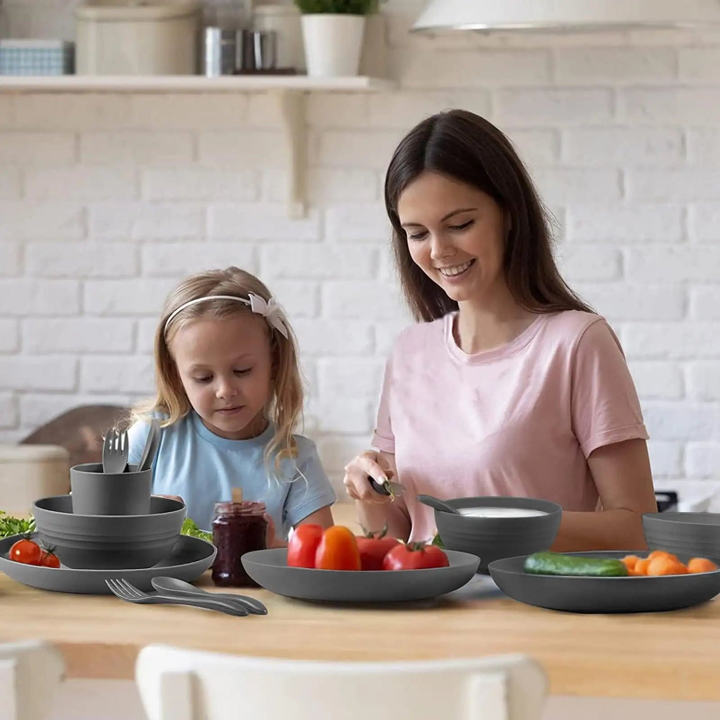 Wheat Straw Dinnerware Set - Unbreakable & Eco - Friendly 40PCS - EmporiumForAll