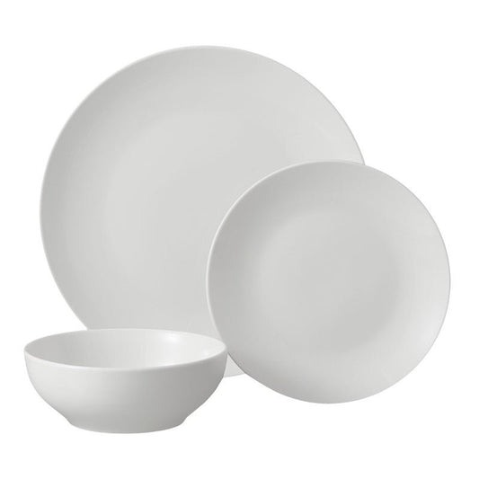 White Stoneware Dinnerware Set 12 - Piece: Dishwasher & Microwave Safe - EmporiumForAll