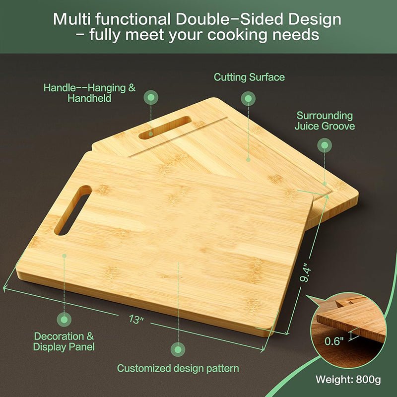Wooden Cutting Board - Thick, Durable, Natural Bamboo - EmporiumForAll