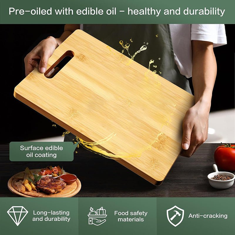 Wooden Cutting Board - Thick, Durable, Natural Bamboo - EmporiumForAll